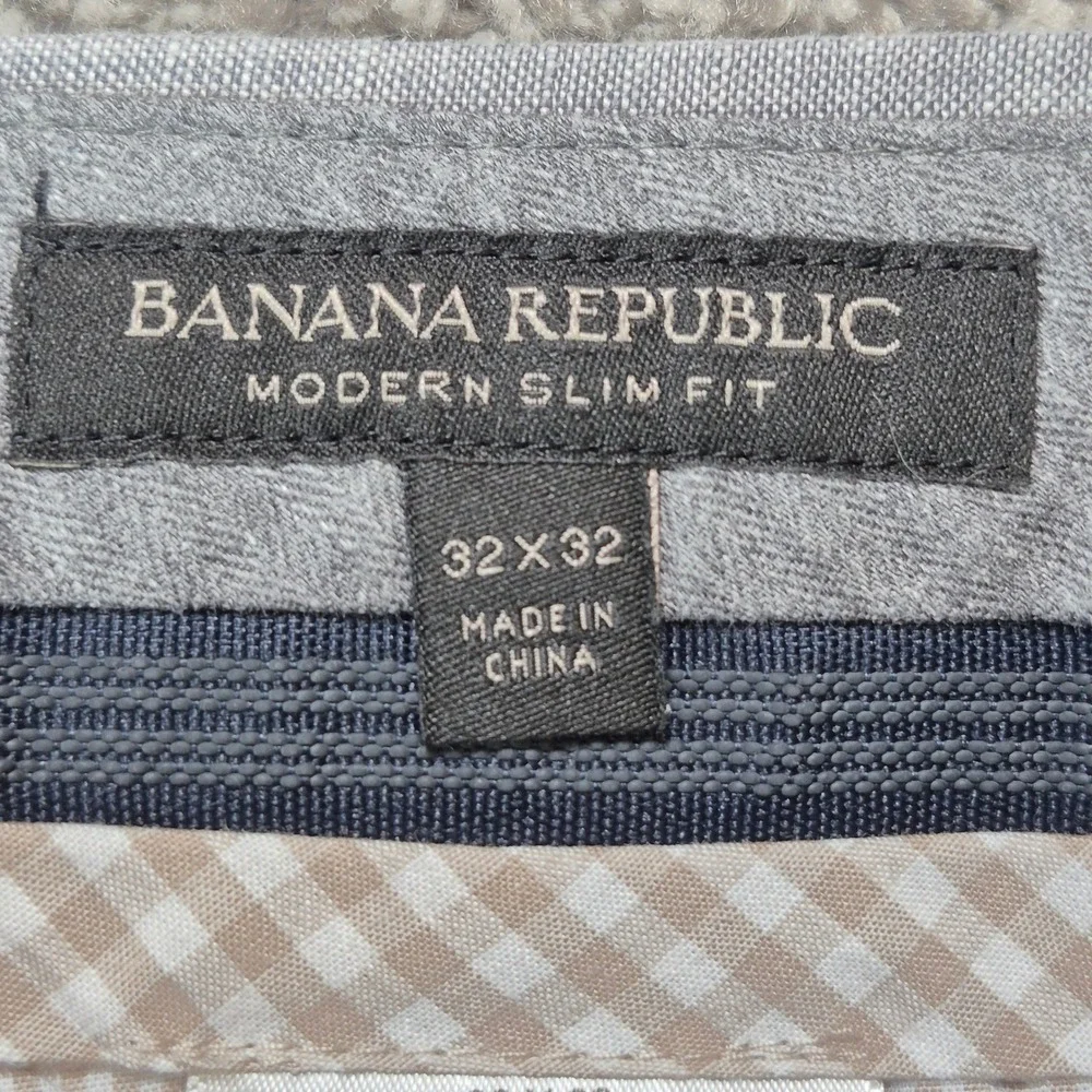 Banana Republic 100% Linen Dress Pants Mens 32x27 Gray Modern Slim Fit